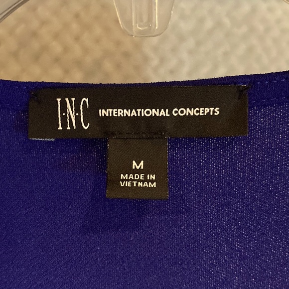 Intl. Concepts - Periwinkle Blue Elegant pull Over Blouse with gold accents - Picture 3 of 6